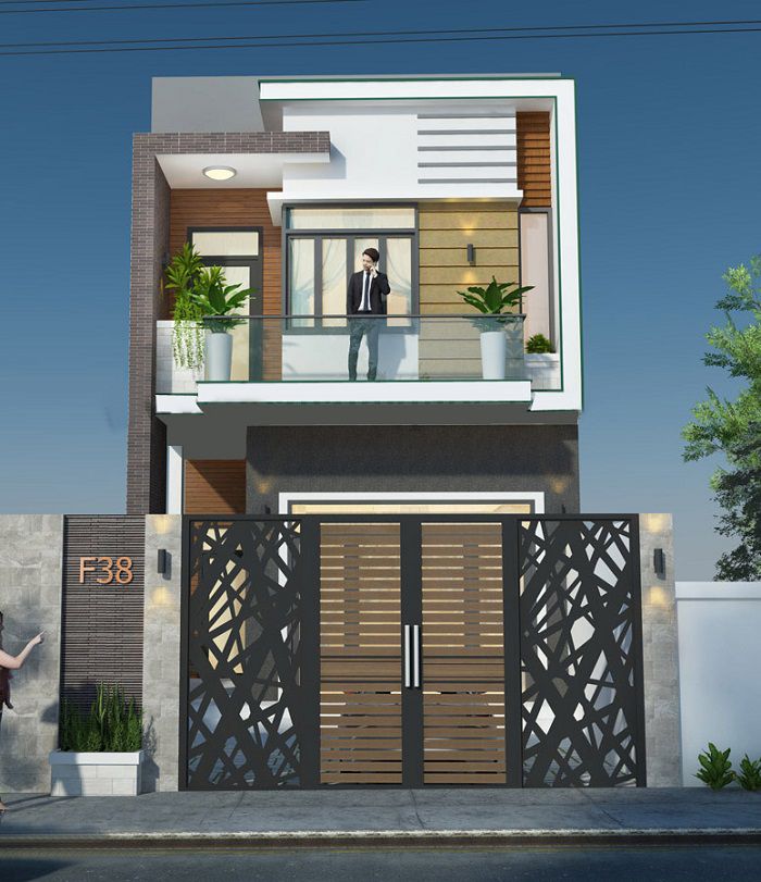 Mặt tiền mẫu nhà 1 xào 1 lầu bằng phong cách hiện đại 2023